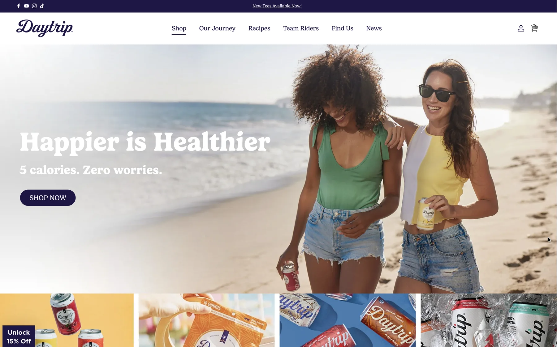 Daytrip homepage, a custom Shopify 2.0 theme Samama Tahir built from a Figma design