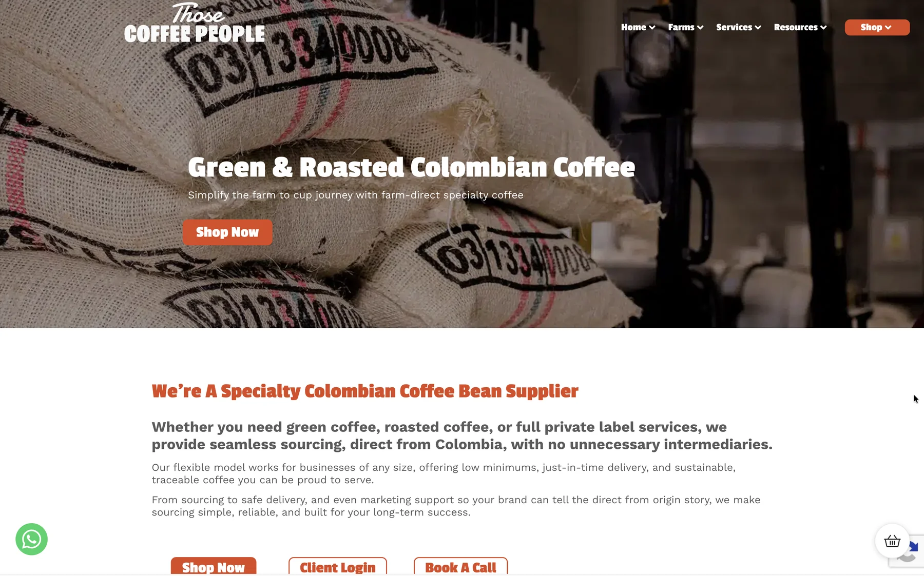 Homepage of an online coffee store Samama Tahir worked on